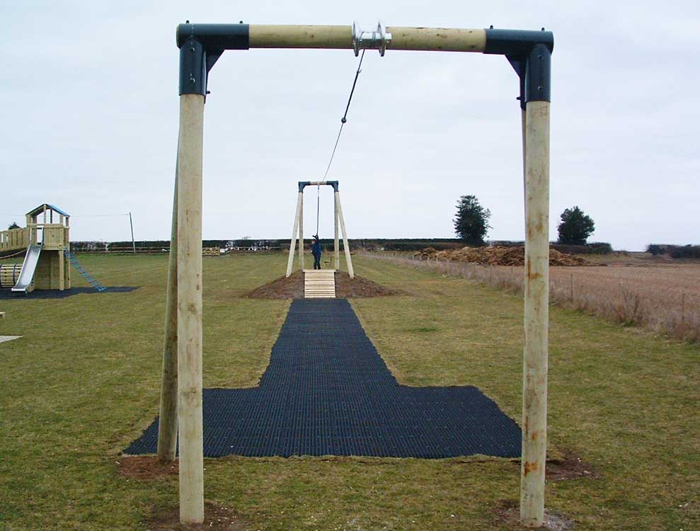 zipline with lawn matting
