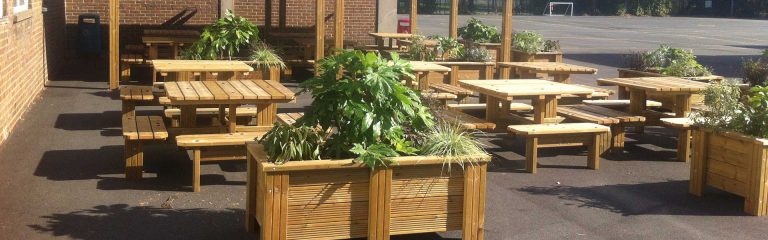 Playground picnic tables and benches