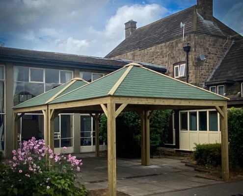 felt roof wooden Gazebos at Lady Manners School